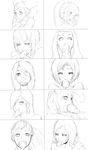  10girls 6+girls animal_ears asphyxiation bunny_ears choking commission eyepatch food ice_cream icecream long_hair mole multiple_girls original ponytail saltyicecream sexually_suggestive short_hair sketch 