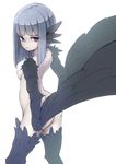  ass bad_id bad_pixiv_id black_wings breasts feathered_wings feathers grey_eyes harpy head_feathers monster_girl nipples nukomasu original sidelocks silver_hair small_breasts solo wings 