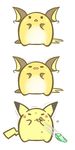  gen_1_pokemon motion_lines no_humans pikachu pokemon pokemon_(creature) raichu simple_background sneezing thunder_stone trembling 