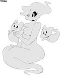  breasts cat cute feline female ghost juice_(sunibee) mammal monochrome spirit sunibee wide_hips 