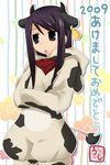  2009 akeome bad_id bad_pixiv_id black_hair chinese_zodiac cow happy_new_year male_focus mepian2008 new_year solo tales_of_(series) tales_of_vesperia year_of_the_ox yuri_lowell 