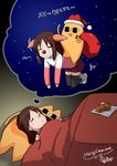  &lt;o&gt;_&lt;o&gt; 2008 azumanga_daiou bad_id bad_pixiv_id chiyo_chichi christmas crying dreaming flying food fruit hinohino kasuga_ayumu kotatsu mandarin_orange red_nose santa_costume sky sleeping star_(sky) starry_sky streaming_tears stuffed_animal stuffed_toy table tears twintails 