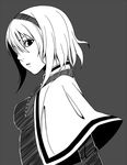  alice_margatroid capelet expressionless grey_background greyscale hairband kaguyahime looking_at_viewer monochrome short_hair simple_background solo touhou 
