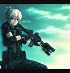  assault_rifle belt belt_pouch blonde_hair blue_eyes cloud eotech fingerless_gloves gloves gun hair_up holding holding_gun holding_weapon kiryuu_sayane letterboxed long_hair military_operator onibi_(foxhound4185) original ponytail pouch rifle sig_556 sig_sauer silver_hair snap-fit_buckle solo tactical_clothes trigger_discipline weapon 