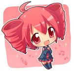  ahoge chibi drill_hair hahifuhe kasane_teto red_eyes red_hair solo thighhighs twin_drills twintails utau 