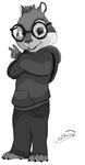  alvin_and_the_chipmunks chipmunk clothing eyewear fur glasses leothekitten monochrome pose simon_seville solo tooth 