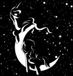  black_and_white equine female friendship_is_magic hair horn horse hug lying mammal marik_azemus34 monochrome moon my_little_pony night pegasus pony princess_luna_(mlp) rainbow_dash_(mlp) scootaloo_(mlp) silhouette sitting stars winged_unicorn wings 