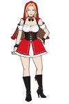  1girl blonde_hair boots capcom corset dead_or_alive dead_or_alive_5 halloween high_heel_boots high_heels official_art red_riding_hood solo tecmo tina_armstrong 