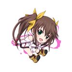  boots brown_hair chibi green_eyes highres huang_lingyin infinite_stratos kuena long_hair school_uniform solo twintails 