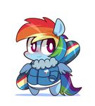  chubby clothing coat cute cutie_mark equine female feral friendship_is_magic fur hair horse lifeloser mammal multi-colored_hair my_little_pony pegasus plain_background pony purple_eyes rainbow_dash_(mlp) rainbow_hair smile snowboard solo standing white_background wings 