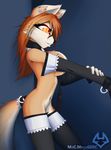  canine collar female fox leash macmegagerc maid maid_uniform mammal navel piercing sandra_(macmegagerc) solo 