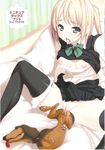  1girl artbook bestiality black_legwear blonde_hair censored cum cum_in_pussy dog female knotted knotted_penis mosaic_censoring open_clothes panties panties_around_leg penis sex shirt_lift spread_legs thighhighs underwear vaginal 