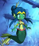  breasts brest exposed female fish_tail green_nipples mermaid monster monster_girl nipples no_feet nude pussy shantae shantae_(series) solo teeth underwater water 