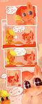  &lt;3 applejack_(mlp) blonde_hair blue_eyes blush chief_hat comic dhui dialog drooling english_text equine female feral food freckles friendship_is_magic fur green_eyes hair hat horse lemons long_hair looking_at_viewer mammal my_little_pony open_mouth orange_fur pie pink_fur pink_hair pinkie_pie_(mlp) pony saliva smile text 