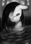  cracks creepy dhui equine female feral forest friendship_is_magic fur hair horse long_hair looking_at_viewer mammal monochrome my_little_pony pinkamena_(mlp) pinkie_pie_(mlp) pony signature smile solo tree wet 