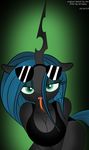  anthrofied breasts changeling cleavage clothed clothing equine eyewear female friendship_is_magic green_eyes hair horn horse looking_at_viewer mammal my_little_pony pony qcryzzy queen_chrysalis_(mlp) smile sunglasses tongue tongue_out zev 