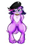  anthro anthrofied beret blue_eyes canine collar dog ep777 female fur hair hat littlest_pet_shop looking_at_viewer mammal purple_fur purple_hair pussy smile solo two_tone_hair zoe_trent 