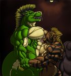  abs anthro beast biceps big_muscles black_background black_fur black_tongue blonde_hair body_markings brown_fur bulge butt chest dragon drooling duo ear_piercing eyes_closed fangs feline fur gay green_dragon green_skin gripping hair holding horn huge huge_muscles hybrid interspecies invalid_tag kneeling licking liger lion lovers male mammal markings muscles nipples nude open_mouth pecs piercing pink_nose plain_background pose reptile saliva scales scalie side_view sitting size_difference speedo standing stripes swimsuit tan_fur teeth thong thoran tiger toned tongue tongue_out topless troran vein yellow_skin zeusralo zeusralo_(character) 