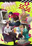  arcade_cabinet bad_id bad_pixiv_id beard black_hair bow bowtie brown_hair child couch eating facial_hair food hat holding_pizza jacket jojo_no_kimyou_na_bouken joseph_joestar joseph_joestar_(young) kneeling metal_slug multiple_boys multiple_persona old older pizza playing_games reading red_jacket snk superman_(series) takahashi_armstrong time_paradox 