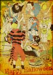  2boys 2girls 6+boys animal_ears black_hair blonde_hair brook broom costume franky green_hair halloween monkey_d_luffy multiple_boys multiple_girls nami nami_(one_piece) nico_robin one_piece orange_hair pumkin roronoa_zoro sanji scarecrow_costume skeleton tiger_ears tony_tony_chopper usopp witch_costume 