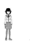  blush franken_fran greyscale hat highres loafers madaraki_veronica monochrome non-web_source pantyhose pleated_skirt school_uniform serafuku shinozaki_rei shoes short_hair skirt solo stitches sweatdrop 