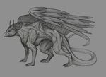  avian beak claws feathers feral grey_background gryphon horn leatificat pencils plain_background sketch solo tail_tuft tuft wings 