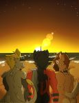  2018 beach butt canine cat dog dragon feline hakamo-o jake_(fuze) lucas_(fuze) male mammal nintendo nude nude_beach pok&eacute;mon pok&eacute;mon_(species) public_nudity reptile ricky_(fuze) rockruff scalie seaside sunset sylvanedadeer tailwag torracat video_games 