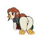  anus bluebolt70 blush bolt(artist) brown_hair butt female hair legend_of_zelda looking_at_viewer looking_back medli plain_background pointy_ears ponytail pussy red_eyes rito the_legend_of_zelda video_games white_background wind_waker 