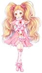  arm_warmers blonde_hair dress futari_wa_precure futari_wa_precure_max_heart heart jewelry kofa_(ikyurima) kujou_hikari long_hair magical_girl precure ribbon shiny_luminous solo twintails 