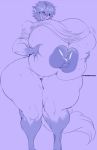 2018 anthro areola big_breasts bottomless breast_grab breasts canine clothed clothing digital_media_(artwork) dog erect_nipples female hair hair_over_eyes hand_on_breast huge_breasts hyper hyper_breasts mammal nipples open_mouth open_smile oracle_(vhsdaii) pink_background pussy sharp_teeth sheepdog short_hair simple_background smile solo standing sweat teeth thick_thighs tiny_head vhsdaii voluptuous wide_hips 
