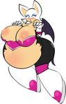  bat belly big_belly big_breasts blush breasts clothing female mammal nipples pink_nipples plain_background pregnant rouge_the_bat sega solo sonic_(series) tehbuttercookie torn_clothing white_background 