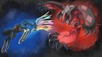  blue_eyes blue_skin cervine deer dragon legendary_pok&#233;mon legendary_pokemon mammal nintendo pok&#233;mon pok&eacute;mon red_skin video_games xerneas yveltal 