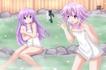  hyperdimension_neptunia nepgear neptune onsen purple_eyes purple_hair towel 
