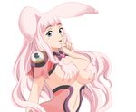  1girl animal_ears breasts bunny_ears large_breasts long_hair m_tateyama melona pink_hair queen&#039;s_blade queen's_blade smile white_background 