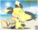  2013 beach blush fan_character kissing nintendo pichu pichu90 pok&eacute;mon pok&eacute;mon_(species) seaside video_games 