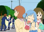  3boys 3girls aioi_yuuko blonde_hair blue_hair crossover danshi_koukousei_no_nichijou minakami_mai multiple_boys multiple_girls naganohara_mio nichijou p@sta tabata_hidenori tadakuni tanaka_yoshitake translation_request 