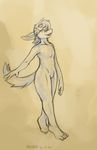  anthro claws horn jaggard looking_at_viewer nude packmind pose sketch solo stinger toe_claws 