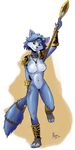  blue_fur breasts canine female fox fur green_eyes jewels krystal looking_at_viewer mammal negger nintendo pussy smile solo star_fox video_games 