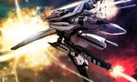  damaged explosion firing gerwalk gunpod kayas_(kofyh77) macross macross_zero mecha no_humans realistic signature u.n._spacy variable_fighter vf-0 vf-0s 