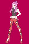  argyle armpits bare_shoulders braid crop_top elite_four flat_color full_body glasses hair_bun halterneck hands_on_hips high_heels legs_apart light_smile looking_at_viewer midriff mochunabeeeee pachira_(pokemon) pale_skin pants pink_background pokemon pokemon_(game) pokemon_xy purple_hair red-tinted_eyewear red_background round_eyewear shoes side_braid sidelocks simple_background sleeveless sleeveless_turtleneck smile solo standing sunglasses team_flare tinted_eyewear turtleneck twin_braids 