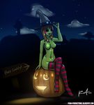  anthrofied blush breasts creeper female green_skin halloween hat holidays legwear minecraft pumpkin stockings striped_stockings thigh_highs video_games 