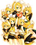  armpits arms_up blood boxcutter chibi clone food fruit gift kagamine_rin laughing looking_back midriff multiple_girls orange smile tsundere vocaloid yandere yukkii 