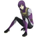  bodysuit gundam gundam_00 male_focus pilot_suit purple_hair red_eyes sakatsuki solo tieria_erde 