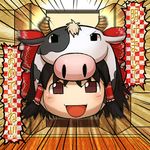 animal_print cow_print hakurei_reimu new_year no_humans tomoyohi touhou yukkuri_shiteitte_ne 