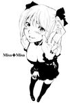  amane_misa blush death_note foreshortening from_above greyscale ichi_(capsule29) monochrome short_hair short_twintails solo thighhighs twintails 