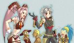  .hack//g.u. 1girl 3boys blue_hair brown_eyes glasses gloves grey_hair haseo_(.hack//) kuhn_(.hack//) long_hair multiple_boys necktie pi_(.hack//) pink_hair red_eyes short_hair tamu tattoo twintails yata_(.hack//) 