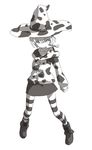  2009 animal_print cow_print greyscale hat inemuri_uno monochrome new_year original solo striped thighhighs witch_hat 