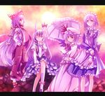  bat_wings blue_eyes blue_hair ex-keine fujiwara_no_mokou hairband hat horns izayoi_sakuya kamishirasawa_keine letterboxed long_hair maid multiple_girls neme one_eye_closed red_eyes remilia_scarlet ribbon scarf short_hair silver_hair touhou umbrella wings 