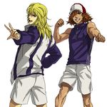  bad_id bad_pixiv_id baseball_cap blonde_hair coat hat hirakoba_rin jewelry male_focus multiple_boys necklace oekaki orange_hair sakatsuki school_uniform shorts tennis_no_ouji-sama yuujirou_kai 