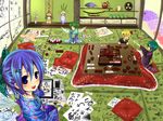  calligraphy_brush cameo card chopsticks cirno crayon cushion daiyousei fan food frog fusuma hagoita hair_ornament hair_ribbon hanetsuki hanging_scroll inkstone japanese_clothes kagami_mochi kakizome karuta kendama kimono kotatsu morichika_rinnosuke multiple_girls newspaper paddle paintbrush paper ribbon rumia sandaime scroll shouji sliding_doors smile sword table tatami tic-tac-toe tokonoma touhou weapon wings wriggle_nightbug zabuton 